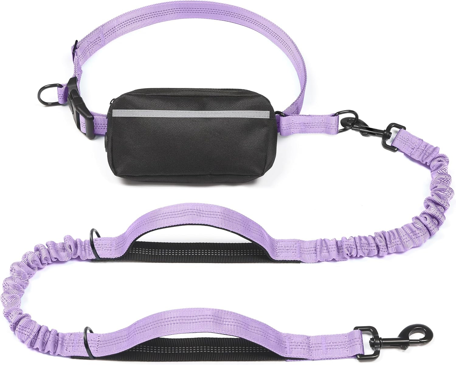 iyoshop-hands-free-dog-leash-with-zipper-pouch-dual-padded-handles-and-durable-bungee-for-walking-jogging-and-running-your-dog-large-25-120-lbs-black