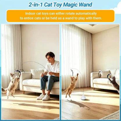 Interactive Cat Toys for Indoor Cats Toy Wand 360° Flying Bird Cat Toy | 2 Speed Adjustable Flying Bird Cat Toy Automatic Cats Toys with Self ON/OFF Feather Toy Suction Cup Electric Cat Teaser Wand2
