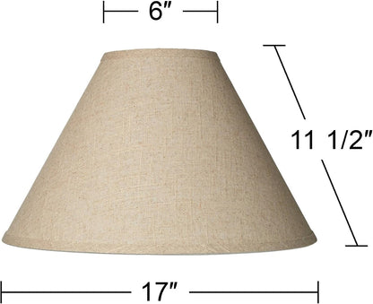 Fine Large Burlap Empire Lamp Shades 6X17X11.5 (Spider) Set of 2 | 6" Top X 17" Bottom X 11.5" High Replacement for Table + Floor Lamps Shade Pre-Assembled Beige Harp + Finial Fitting4