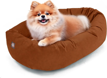 Majestic Pet 32 Inch Suede Calming Dog Bed Washable – Cozy Soft round Dog Bed with Spine Support for Dogs to Rest Their Head - Fluffy Donut Dog Bed 32X23X7 (Inch) - round Pet Bed Medium – Sage31