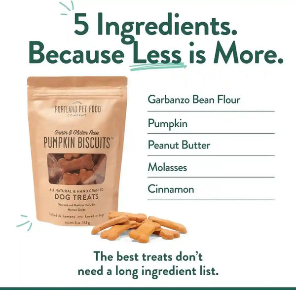 Portland Pet Food Pumpkin Dog Treats - Healthy, Grain-Free Biscuits, 5 Oz | Human-Grade, Limited Ingredient, Natural Low Calorie Training Treats for Small & Large Dogs, Puppy to Senior, Made in USA3