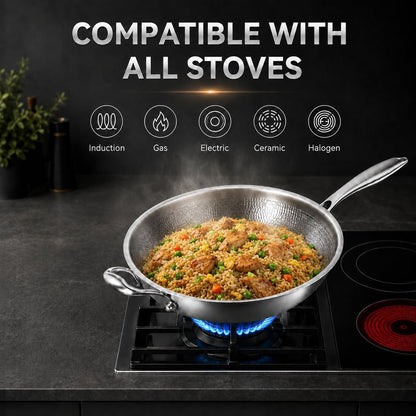 Titanium Wok with Lid,Titanium Wok Pan for Cooking,14Inch Non Stick Wok Pan with Steamer Basket,No Coating Titanium Frying Pans,Pfas/Pfoa/Ptfe Free Cookware5