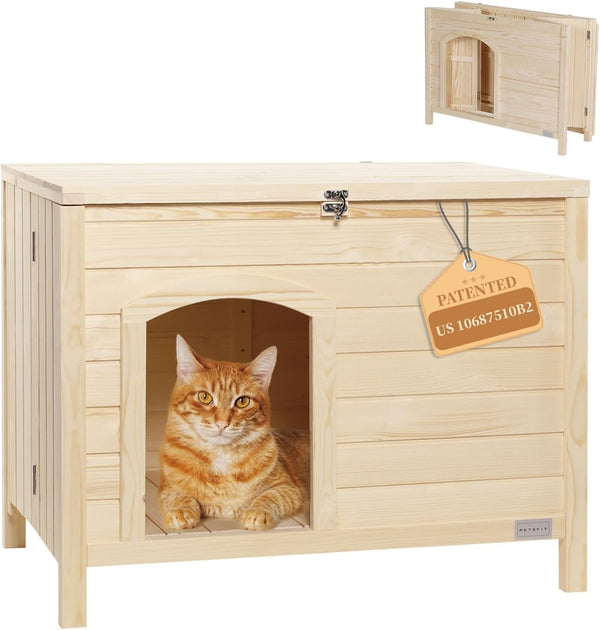 Petsfit Folding Litter Box Enclosure, No Tools Required for Assembly, Cat Litter Box Furniture Hidden, Fit Most of Litter Box, Dog House Cat House, 30" L×21" W×24.5" H1