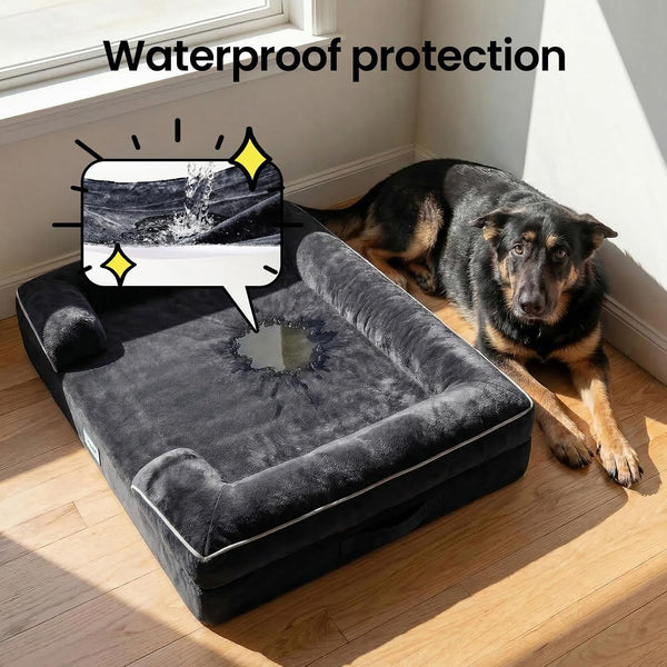 Ohgeni Sofa-Style Orthopedic Dog Bed for Large Dogs, Memory Foam Pet Bed with Removable Machine-Washable Plush Cover, Non-Slip Bottom, 45-Inch (Black)5