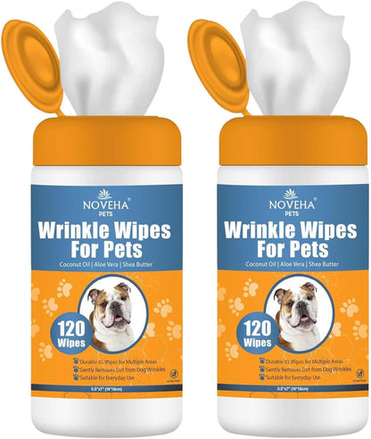 NOVEHA Pet Wipes - Formulated Pet Wipes - for Facial and Finger Folds, Underarms - 3" X 2" Size (150 Counts)11