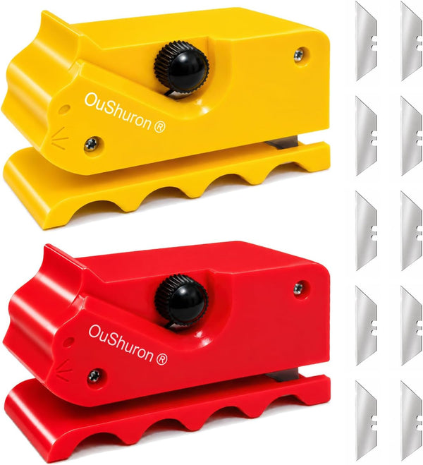 2PCS Cardboard Cutter for Cat Scratchers, DIY Cardboard Strip Cutter with 10 Spare Precision Blades for Custom Cat Beds, Furniture & Scratch Pads (Red & Yellow)1