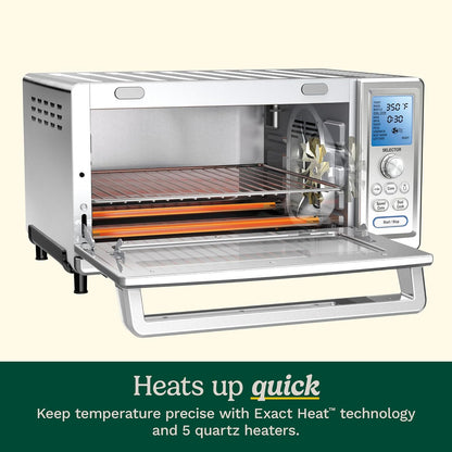 Convection Toaster Oven, 15-Function, 1800W, Stainless Steel | Stainless Steel Toaster Oven with Exact Heat Technology, Nonstick Interior Fits 13" Pizza & Full-Size Chicken, TOB-260N17