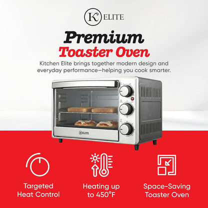 Toaster Oven, Compact Countertop Appliance with Bake Tray, Wire Rack, Adjustable Timer, and Temperature Control, Stainless Steel2