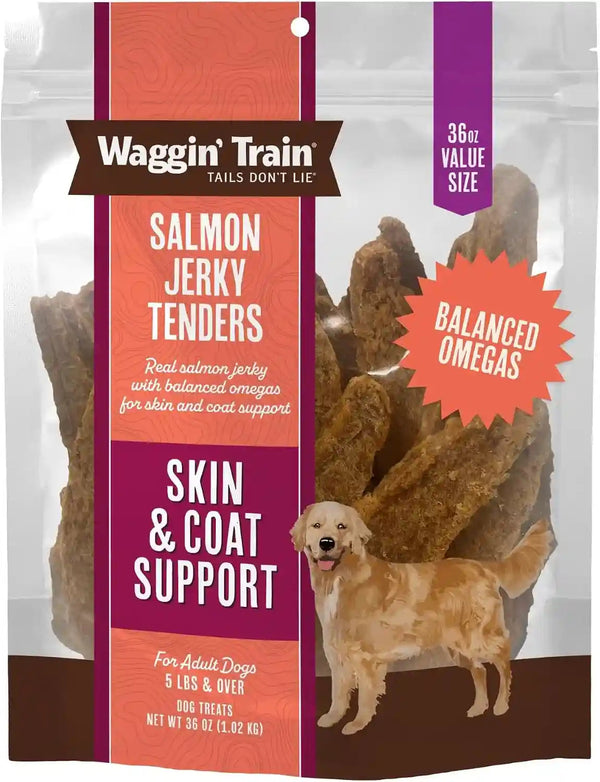 Waggin' Train Salmon Jerky Dog Treats for Skin and Coat Support, Made with 100% Real Salmon, No Grains and No Artificial Flavors or Colors, High Protein Dog Treat, Easily Digestible, 12 Oz. Pouch11