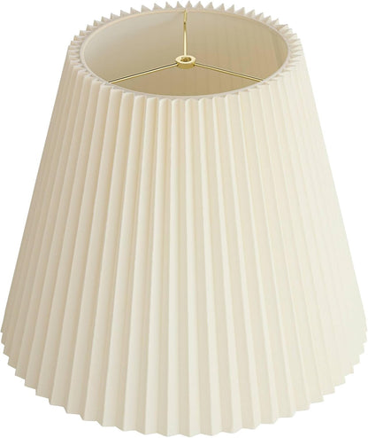 Pre-Assembled Edie Large Ivory Pleated Lamp Shade 10X17X14.75 (Spider) | 10" Top X 17" Bottom X 14.5" High X 14.75" Slant Replacement for Table + Floor Lamps White Bell round Harp + Finial9