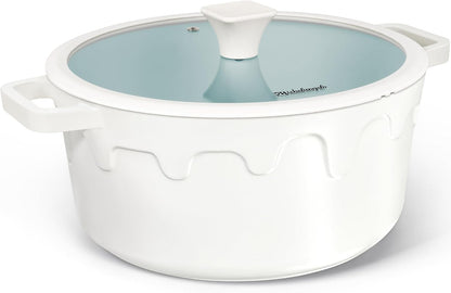 8 Quart Stock Pot with Lid, Titanium Ceramic Nonstick Soup Pot | Ptfe-Free & Non-Toxic | Coating Lasts Longer | 8 Qt for Gatherings | Glass Lid | Stovetop-To-Table & Gift | Cream1