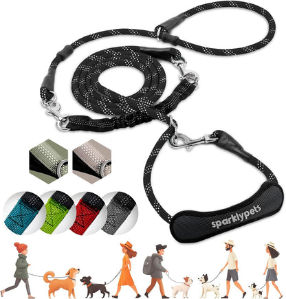 Sparklypets Double Dog Leash for 2 Dogs – Rope Bungee Dual Leash for Medium and Large Breeds with Padded Handles & Tangle Free (Teal, Medium/Large)12