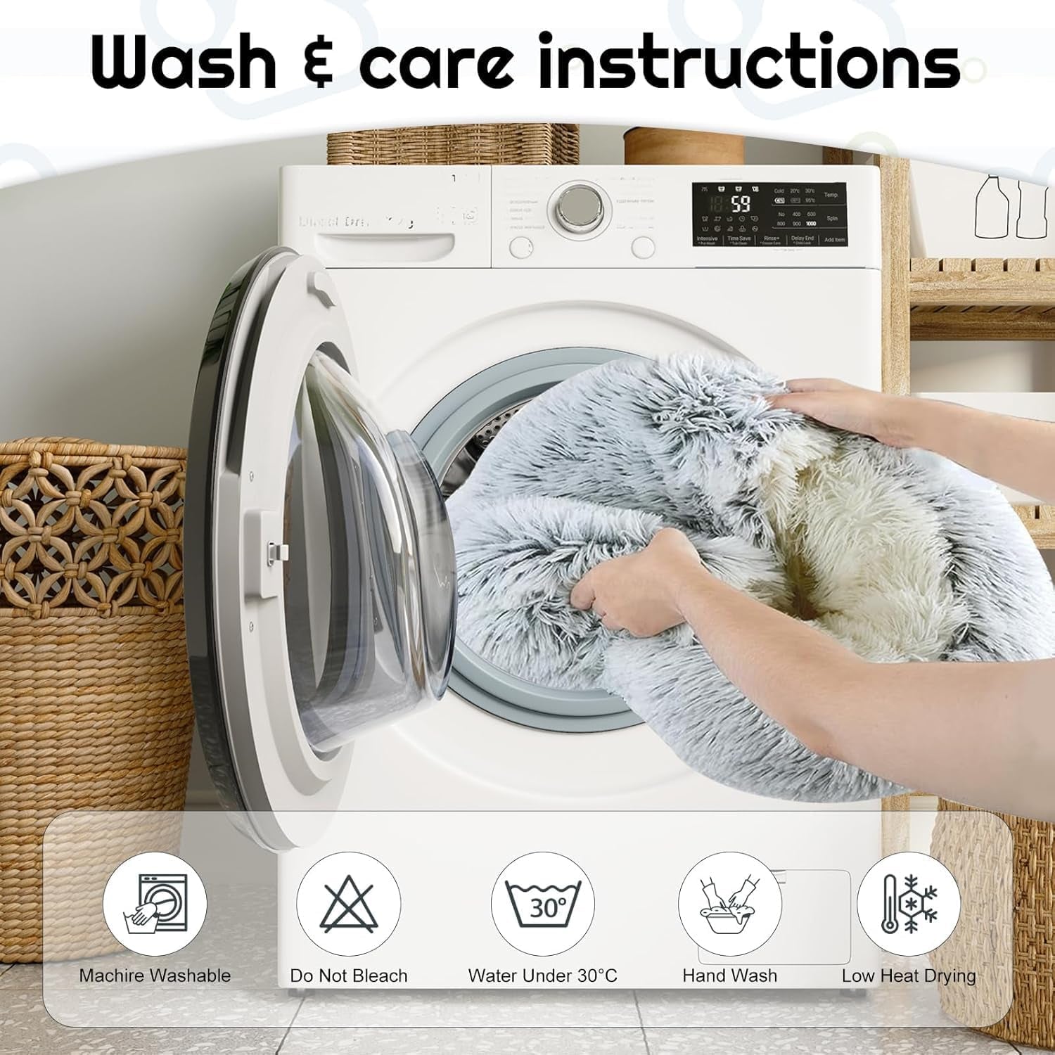 calming-dog-bed-fluffy-plush-pet-bed-under-35-pound-large-cave-bed-washable-non-slip-cat-nest-pod-windproof-cozy-indoor-cave-for-kitten-dog-non-slip-bottom-l-31-5in