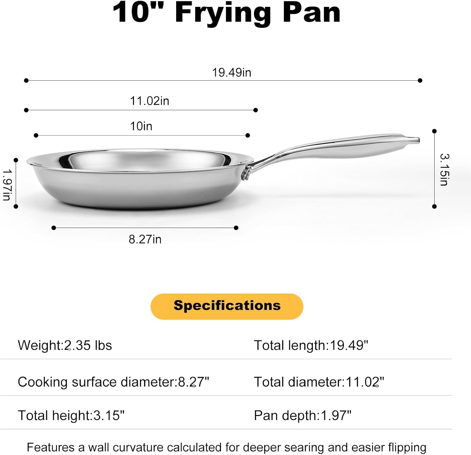 tri-ply-stainless-steel-frying-pan-10-inch-non-toxic-pfas-pfoa-ptfe-free-compatible-with-all-cooktops-induction-safe-oven-safe-pan-for-searing-sauteing