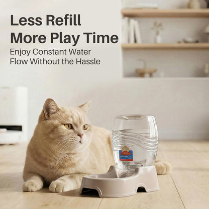 Flexzion Gravity Pet Water Dispenser for Cats & Small Dogs, 1/4 Gal Beige | Automatic Cat and Dog Waterer with 900 Ml Reservoir, Non-Skid Feet, Recessed Carry Handle, and Easy-Clean PP Bowl2