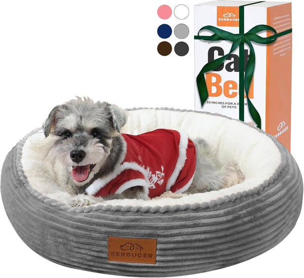 Zerbuger 20In Washable Cat Beds for Indoor Cats - round Donut Pet Bed for Cats, Small Dogs, Puppy, Kitten - Anti-Slip Bottom, Calming Bed Gift - Pink22