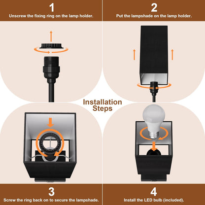 Bedside Table Lamp for Bedroom with 2 USB Ports, 14-Inch, Black | USB A+C Ports, Touch 3-Way Dimmable LED Bulb Included Fabric Lampshade Metal Base Small Nightstand Lamp for Desk Living Room8