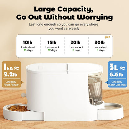 JUNSPOW Automatic Cat Feeder 2-In-1 Set with Stainless Steel Bowls | Dog Feeding & Watering Supply with Stailess Steel Bowls Large Capacity Low Noise6