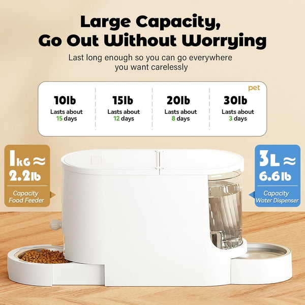 JUNSPOW Automatic Cat Feeder 2-In-1 Set with Stainless Steel Bowls | Dog Feeding & Watering Supply with Stailess Steel Bowls Large Capacity Low Noise6
