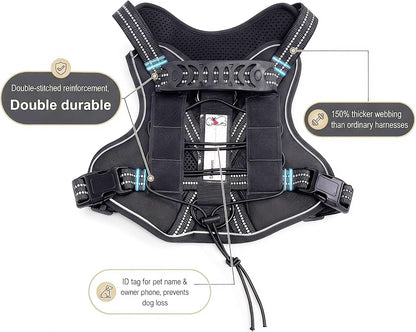 Service Dog Tactical Vest Harness and Leash Set Large Sized Dog Emotional Support- Tactical Dog Harness Training Collar with Name (Black, L)5