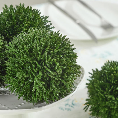 4 Inch Decorative Balls, Real Touch Cedar Topiary Ball Faux Greenery Boxwood Balls for Centerpiece Bowls Farmhouse Home Decor 3 Pcs3
