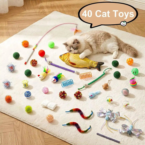 Cat Tunnel Bed with 40 Pcs Interactive Cat Toys, Cat Tube with Kitten Toys for Indoor Kittens, Collapsible Play Tunnel, White4