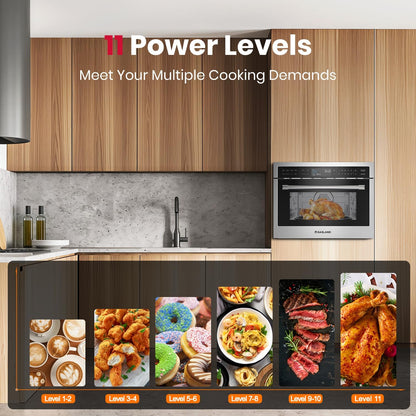 24 Inch Built in Microwave Oven, 1000W, 11 Levels, Sensor Cook, Touch Control, LCD Display, 1.6 Cu. Ft Wall Microwave Oven Combos, Stainless Steel7