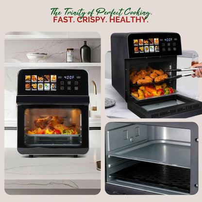 10QT Air Fryer Toaster Oven Combo with 10 Presets, Family Size Compact Oven for Roasting Whole Chicken/Double Cooking, Stainless Steel Interior, Easy Clean, Includes 2 Accessories & Recipe4