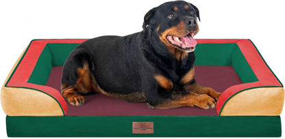 Comfort Expression Orthopedic Dog Bed for Extra Large Dogs with Bolster | Waterproof Dog Couch Bed with Washable Cover & Non-Slip Bottom, Supportive Egg Crate Foam XL Pet Bed, 42X30 Inch30