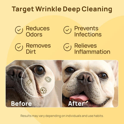 HICC PET Wrinkle Wipes for Dogs | Deep Fold Cleaning Wipes for Facial Folds | Helps Clean Dirt, Tear Residue for Tail Pockets & Skin Folds | Gentle for Bulldogs, French Bulldogs & Pugs | 100 Count2
