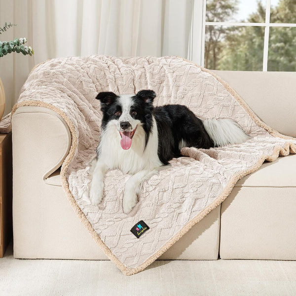 Luciphia Waterproof Pet Blanket, Liquid Pee Proof Dog Blankets for Sofa Bed Couch, Reversible Sherpa Fleece Furniture Protector Cover for Small Medium Large Dogs Cats,Khaki Small（40" X 28"）26