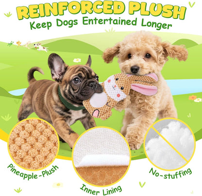 XIUGOAL Dog Toys to Keep Them Busy, 3 Pack No Stuffing Interactive Dog Toys with Crinkle, Squeaky Puppy Chew Toys for Small, Medium Breeds3