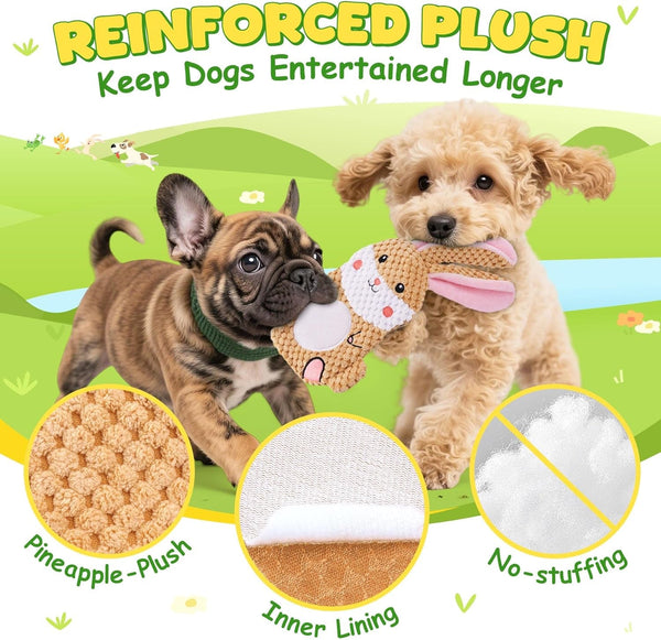 XIUGOAL Dog Toys to Keep Them Busy, 3 Pack No Stuffing Interactive Dog Toys with Crinkle, Squeaky Puppy Chew Toys for Small, Medium Breeds3