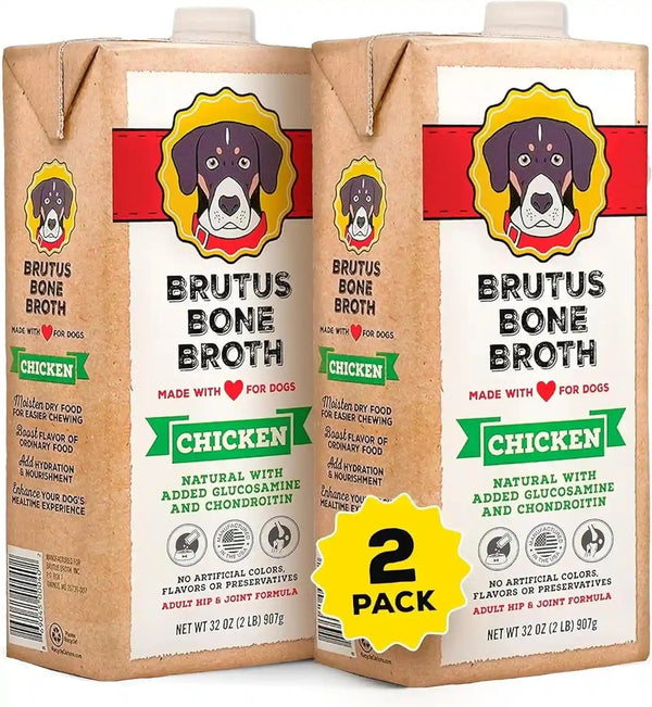 Brutus Chicken Broth Liquid for Dogs - All Natural Chicken Bone Broth for Dogs with Chondroitin Glucosamine Turmeric -Human Grade Dog Food Toppers for Picky Eaters & Dry Food -Tasty & Nutritious12