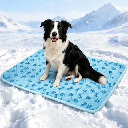 Upgraded Dog Cooling Mat for Dogs& Cats,Ice Silk Self Cooling Mat for Dogs(Q-Max>0.5),Washable Breathable Non-Slip Summer Dog Bed Mats for Crate Car Sofa Indoor Outdoor,Light Blue 29.1×18.5In1