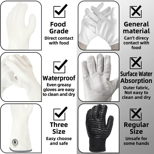 Silicone Oven Gloves, Heat Resistant Kitchen Oven Mitts, 1 Pair(8) | Food Grade, Waterproof, Easy Clean, Heat Proof, for Sourdough Baking, Kitchen Cooking, Grilling, Smoking, Frying, BBQ2