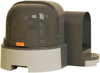Pet Supplies, Extra Large Enclosed Cat Litter Box with Scoop, Splash-Proof Drawer Design(Brown)1