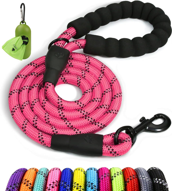 Taglory Rope Dog Leash for Medium Large Dogs, 6 FT Padded Handle, Black | Climbing Rope for Strong Pullers, Reflective for Night Walks and Training, Comfortable Grip, Anti-Tangle Swivel Clip 1/2 Inch13