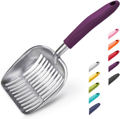 Wepet Cat Litter Scoop, Aluminum Alloy Sifter, Kitty Metal Scooper, Deep Shovel, Long Handle, Poop Sifting, Kitten Pooper Lifter, Durable, Heavy Duty, for Litter Box27