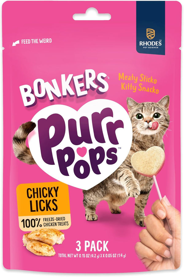 Bonkers Purrpops Freeze-Dried Chicken Flavored Lollipop Treats for Cats, 15 Pack2