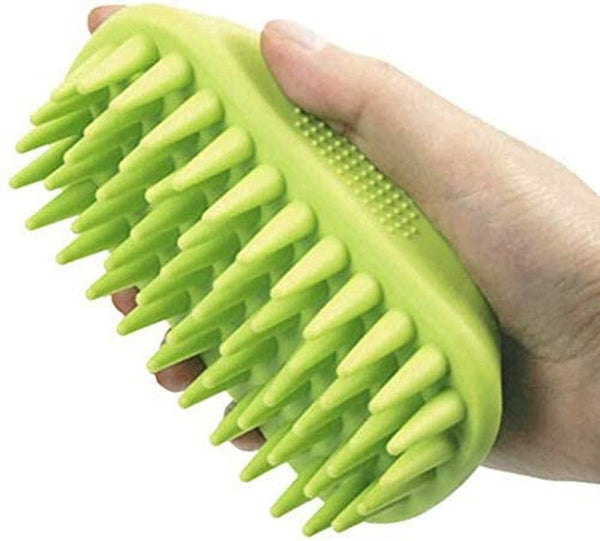 Pet Silicone Shampoo Brush for Long & Short Hair Medium Large Pets Dogs Cats,Shower Wash Curry Brush,Dog Hair Products Accessories Dog Back Massage for Long & Short Hair Small Large Pets Dogs(Green)1