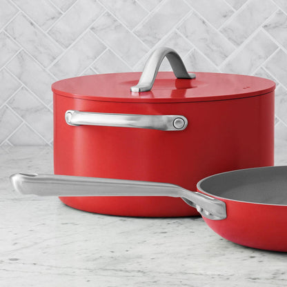 MEMBER MARK 11-Piece Modern Ceramic Cookware Set in Red 23X15X112