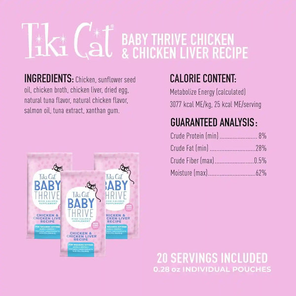 Tiki Cat Baby Thrive, Chicken & Chicken Liver Mousse, 5.6 Oz. Pouch (20 Individual Servings)3
