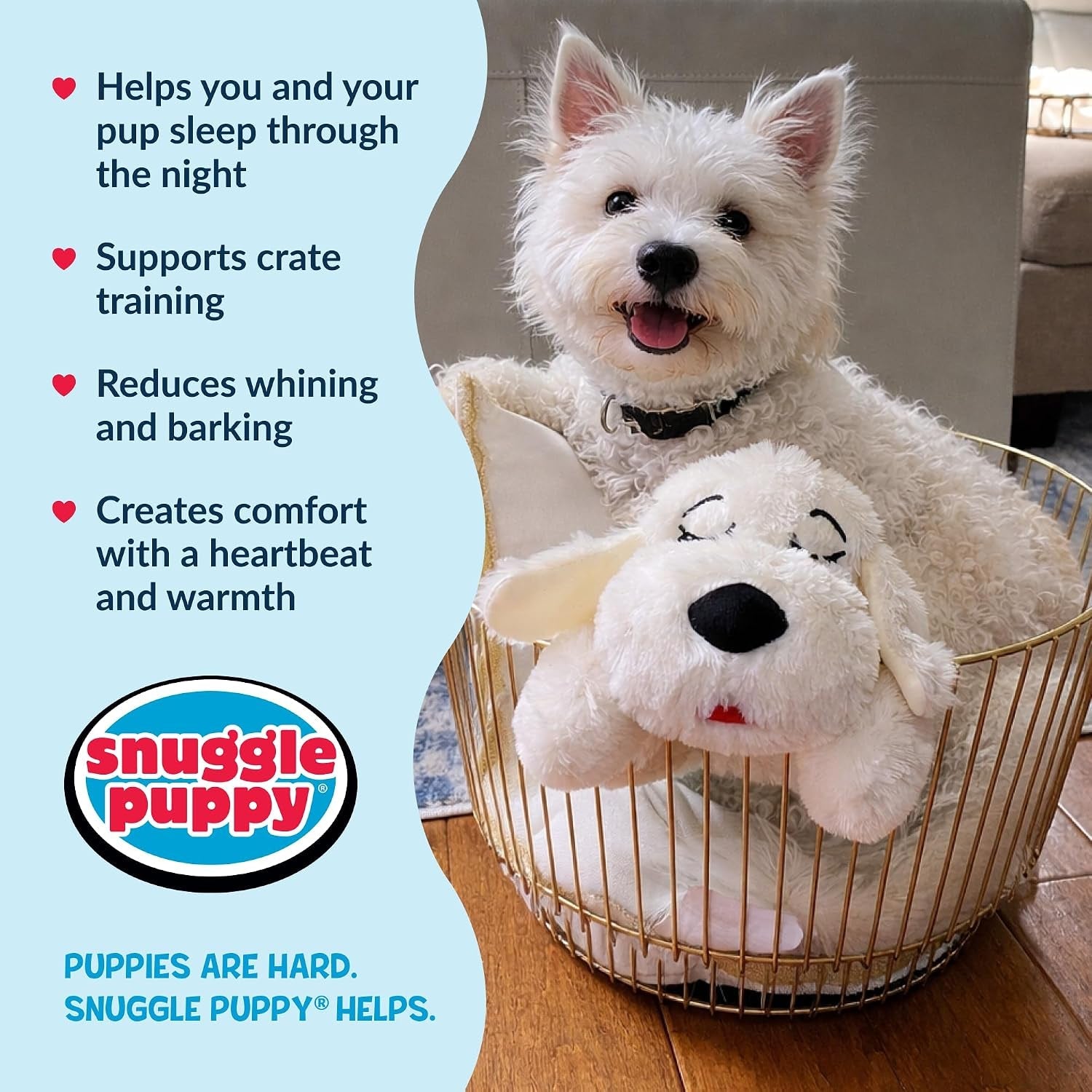 snuggle-puppy-heartbeat-puppy-toy-for-small-breeds-compact-plush-dog-toy-with-real-feel-pulse-designed-for-crate-time-first-nights-and-rest-cream