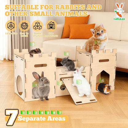HIIMALEX Extra Large Wooden Bunny Castle House Multistory Climbing Tower Hideout Ventilated Sturdy Habitat for Rabbit Guinea Pig Chinchilla Ferret2