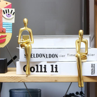 Gold Home Decor Thinker Statue Accents, Set of 3 Thinker Sculptures Office Decor Modern Abstract Resin Decoration on Shelf Table Desk for Living Room Office Bedroom (Small Gold) | Collectable Figurine for Living Room Floating Shelf Office Desk Decoration,Modern Decor Gift for Reading Lover Parents Friend9