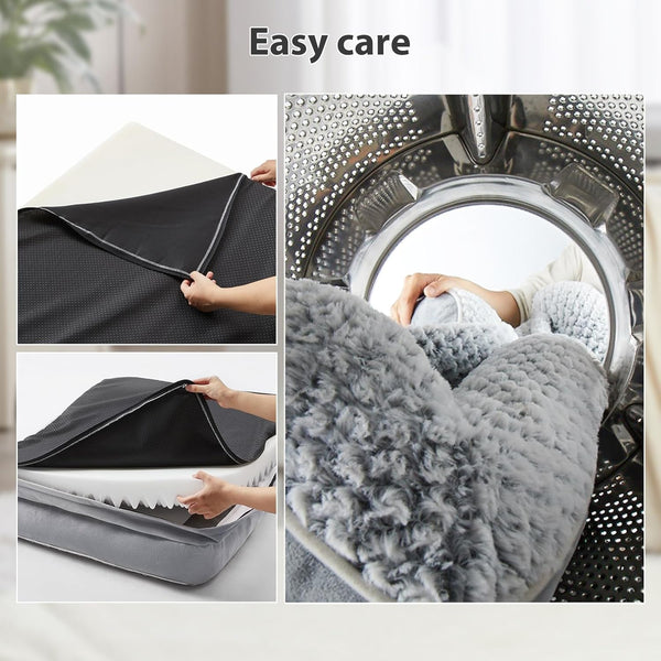 LEXTRO Orthopedic Dog Beds for Large Dogs,42X30 Inch Extra Large Dog Bed, Egg Crate Foam Bed for Large Dogs, Big Pet Bed with Washable Removable Waterproof Pillow Cover and Anti-Slip Bottom, Grey5
