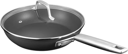 9.5 Inch Nonstick Frying Pan with Lid, Grey Cooking Pan Skillet | Non Toxic, Even Heating, Easy Clean, Dishwasher & Oven Safe, Suitable for Gas & Electric & Induction Stoves, PFOA & PFAS Free1