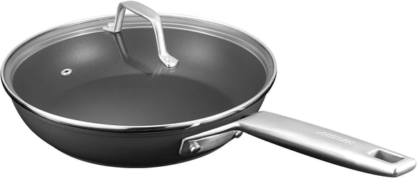 9.5 Inch Nonstick Frying Pan with Lid, Grey Cooking Pan Skillet | Non Toxic, Even Heating, Easy Clean, Dishwasher & Oven Safe, Suitable for Gas & Electric & Induction Stoves, PFOA & PFAS Free1