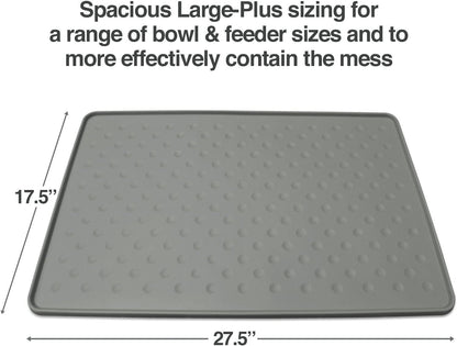 Petfusion Toughgrip Large plus Dog Food Mat [Just the Right Size before Getting Too Big @ 27.5 X 17.5]. Waterproof, Extra Tough FDA Grade Silicone, Grey2